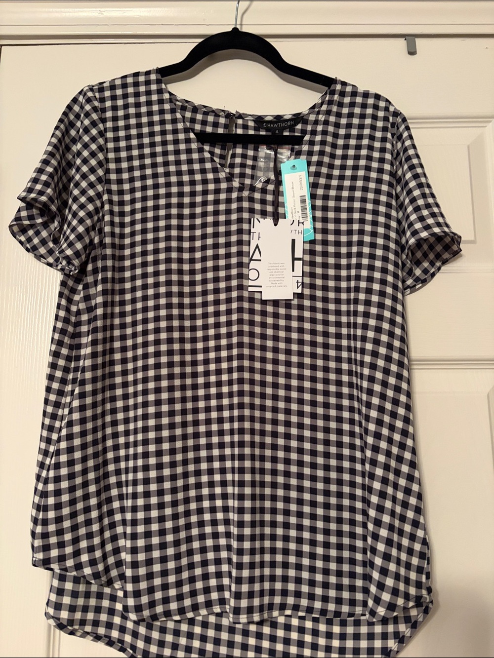 41 Hawthorn Navy and White Gingham Short-Sleeve Blouse